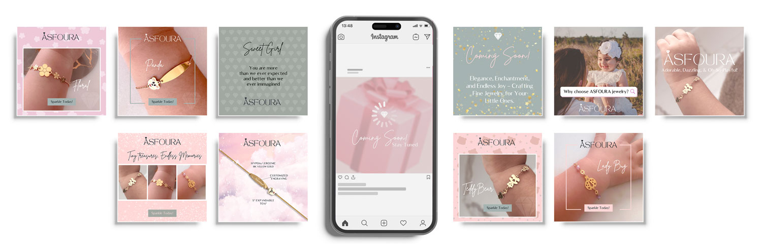 Asfoura jewelry social media campaign designs